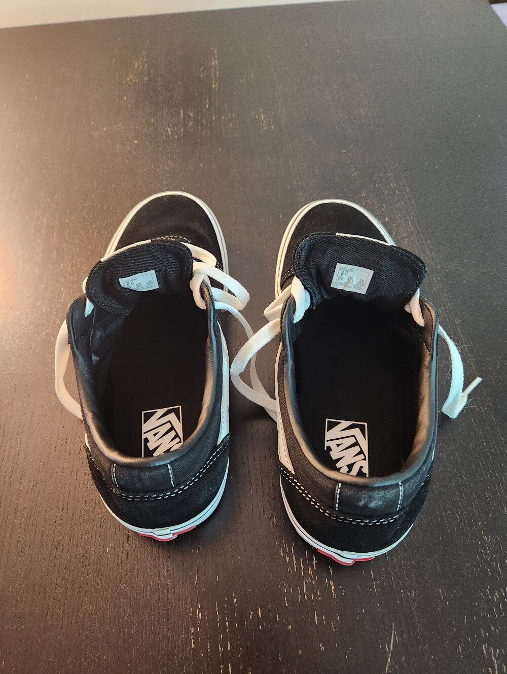 Vans Women's Suede And Canvas Black and White Low-Top Skate Sneakers - Picture 4 of 9